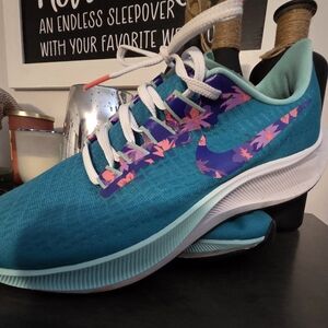 Nike Teal and Floral Sneakers